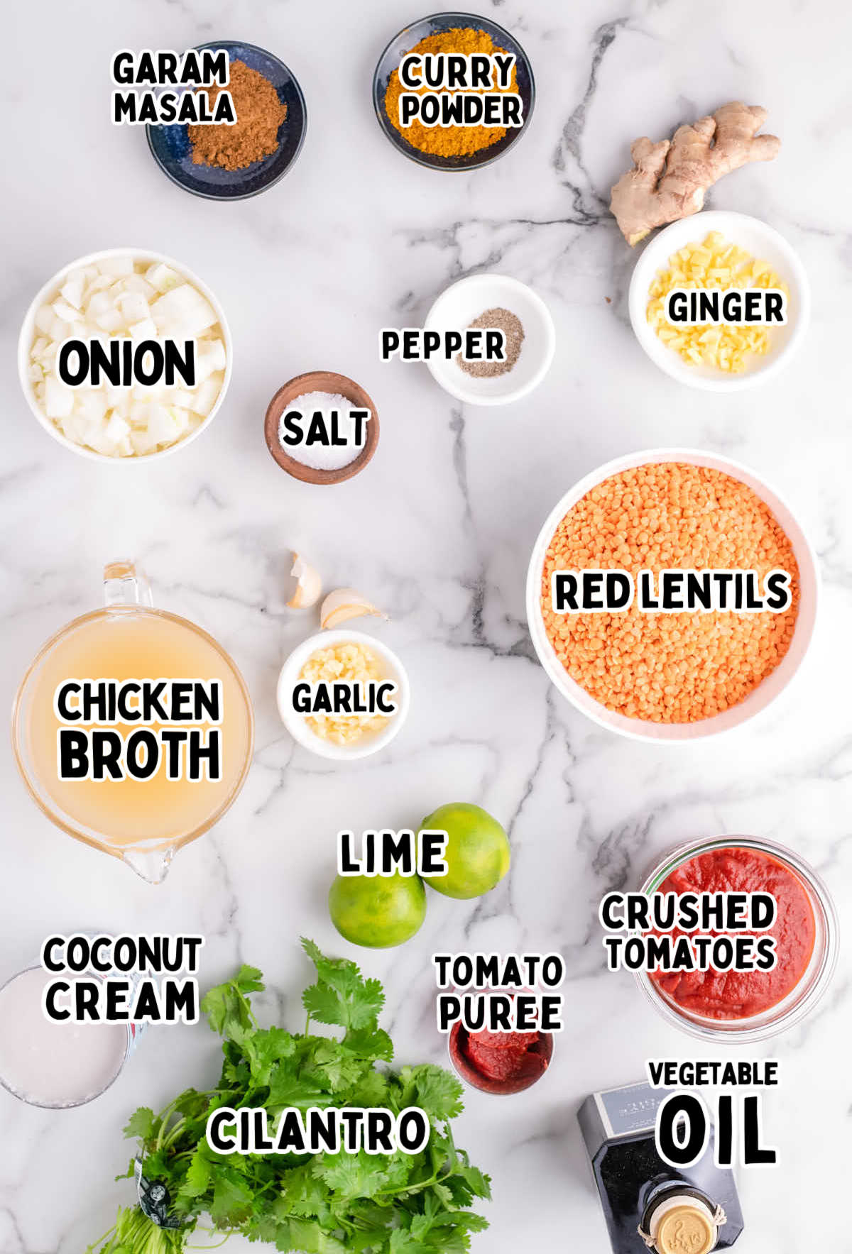 Ingredients for Lentil Tomato Soup