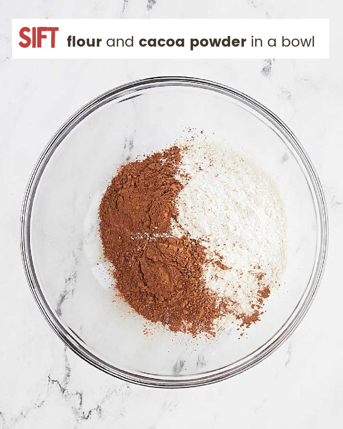A bowl of flour and cacao powder.