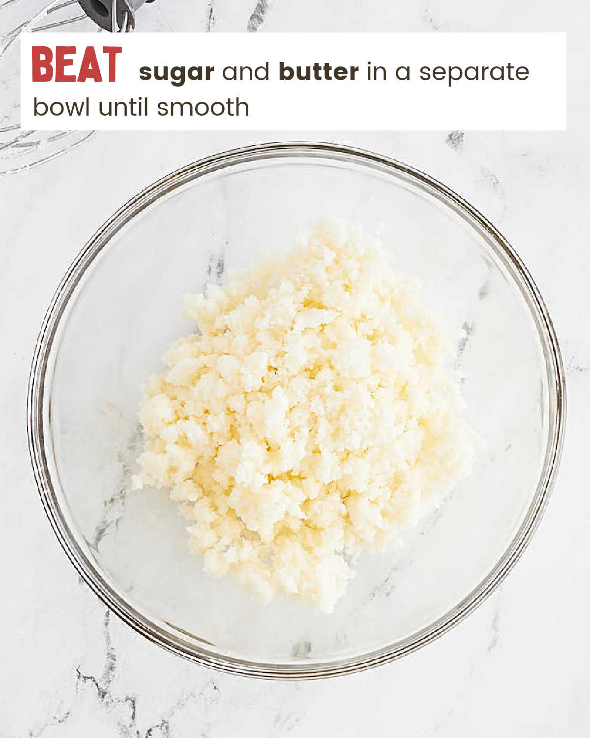 Cream sugar and butter in a separate bowl until smooth.