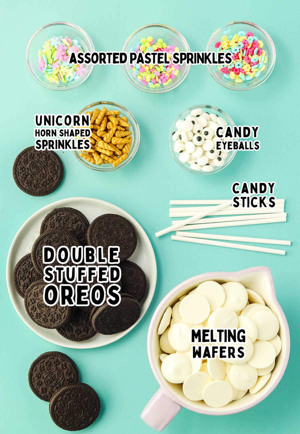 Ingredients for Unicorn Oreo Pops