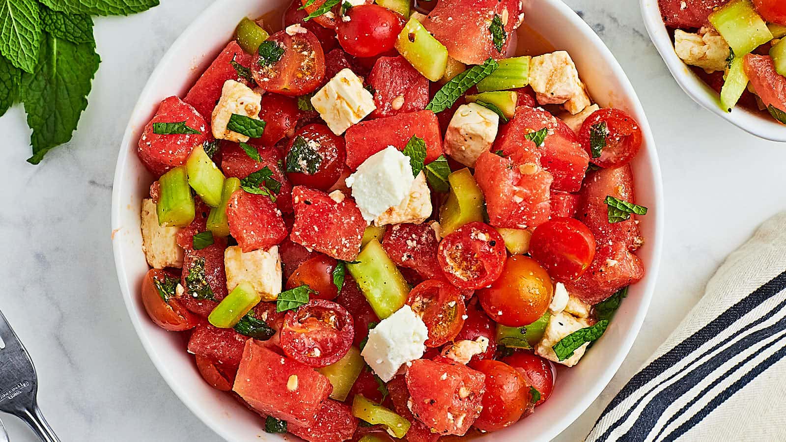 Watermelon and Feta Salad recipe by Cheerful Cook.