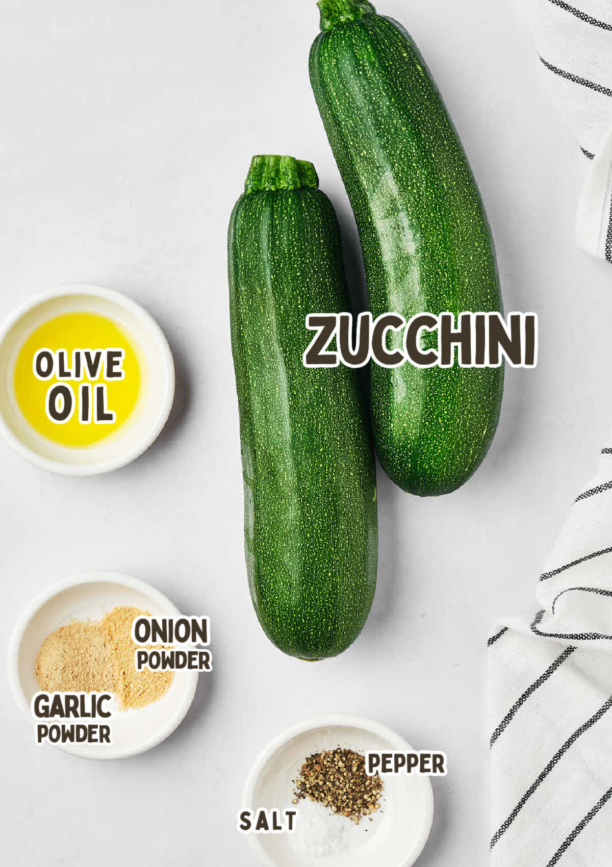Ingredients for Air Fryer Zucchini on a counter.