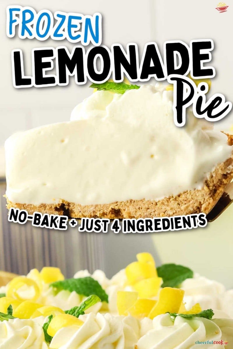 A lemonade pie topped with whipped cream and a fork.