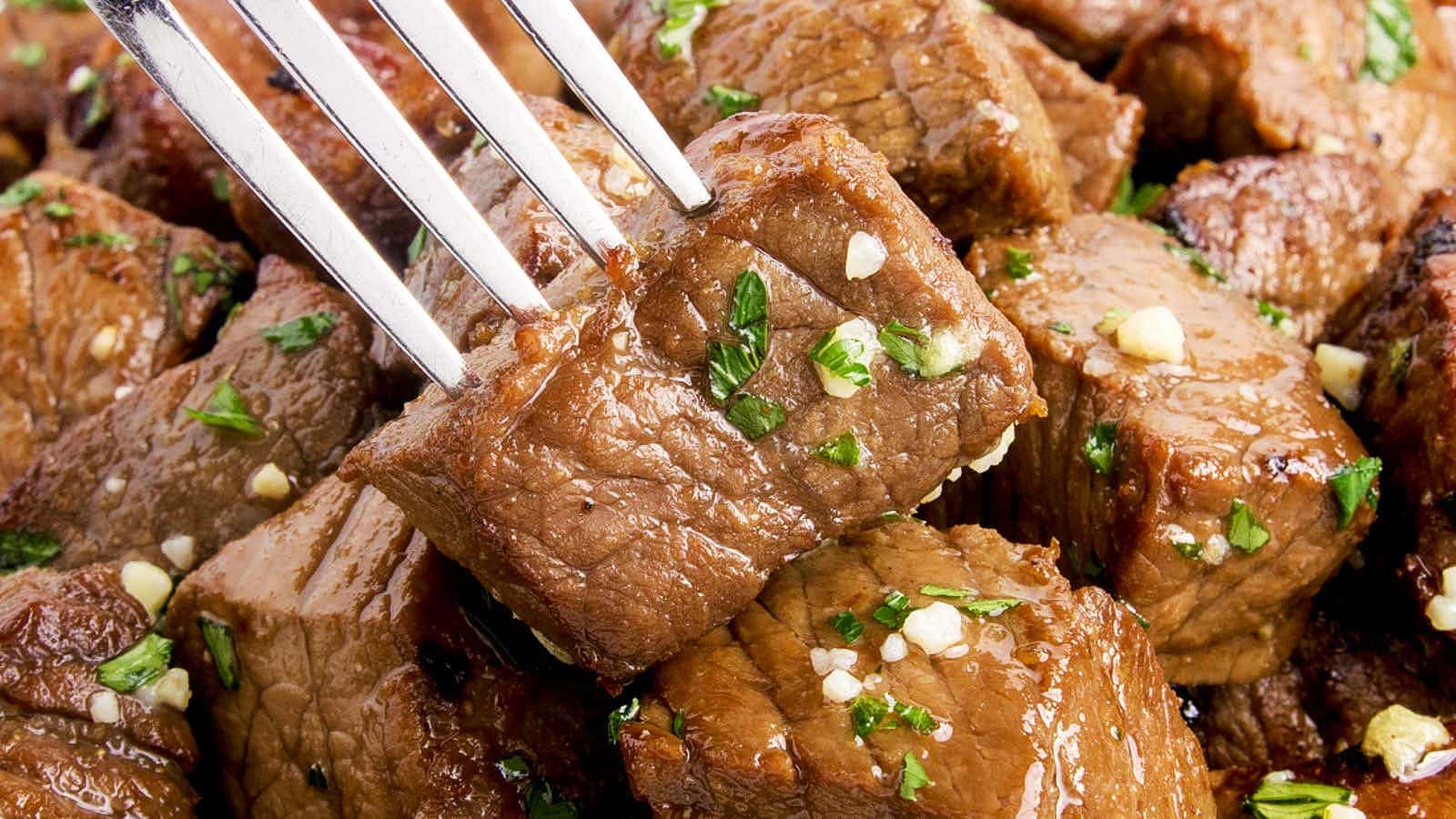 Air Fryer Steak Bites by Cheerful Cook.