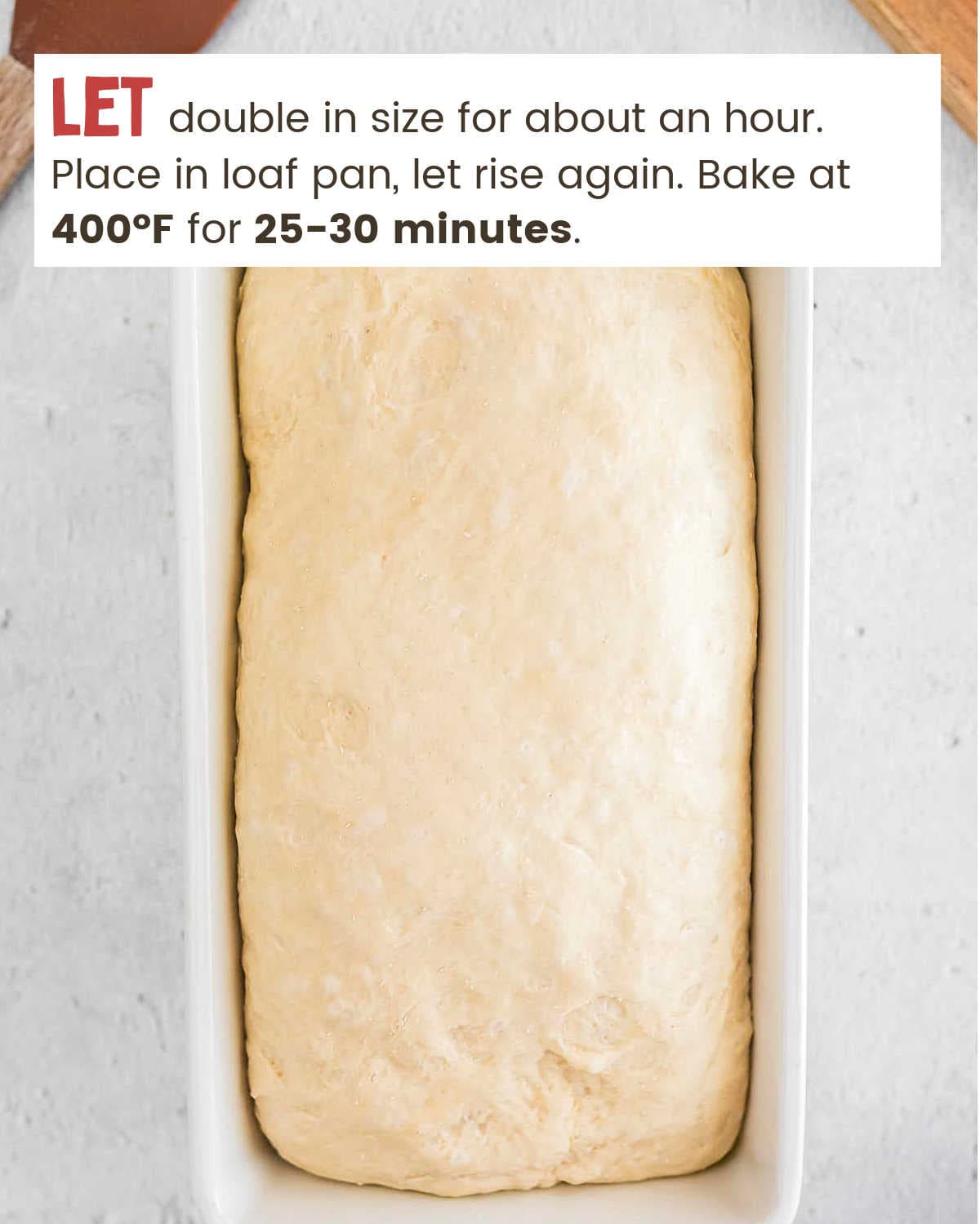 Sourdough Sandwich Bread dough in loaf pan.