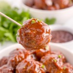 Crockpot BBQ Meatballs on a stick.