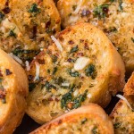 Close up of Air Fryer Garlic Bread.