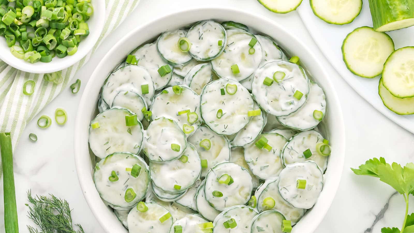 Creamy German Cucumber Salad recipe by Cheerful Cook.