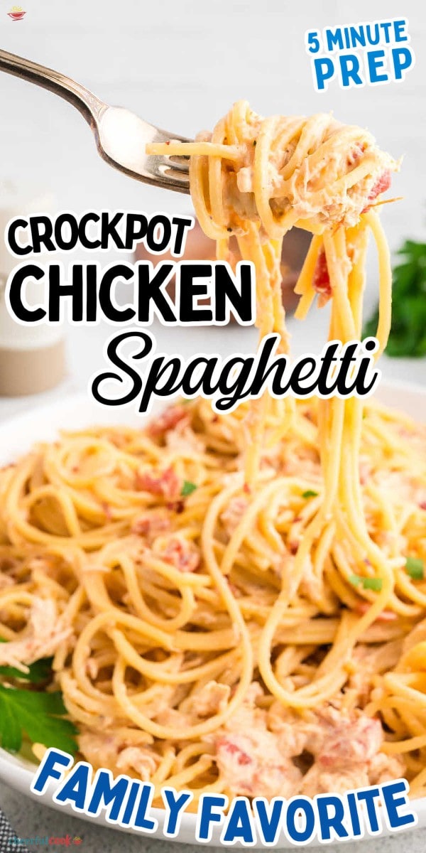 Crockpot Chicken Spaghetti recipe by Cheerful Cook.