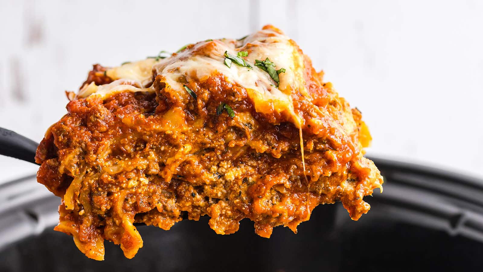 Crockpot Lasagna recipe by Cheerful Cook.