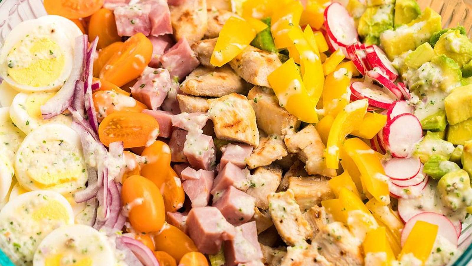 Cobb Salad with Garlic Cilantro Ranch Dressing recipe by xoxoBella. 