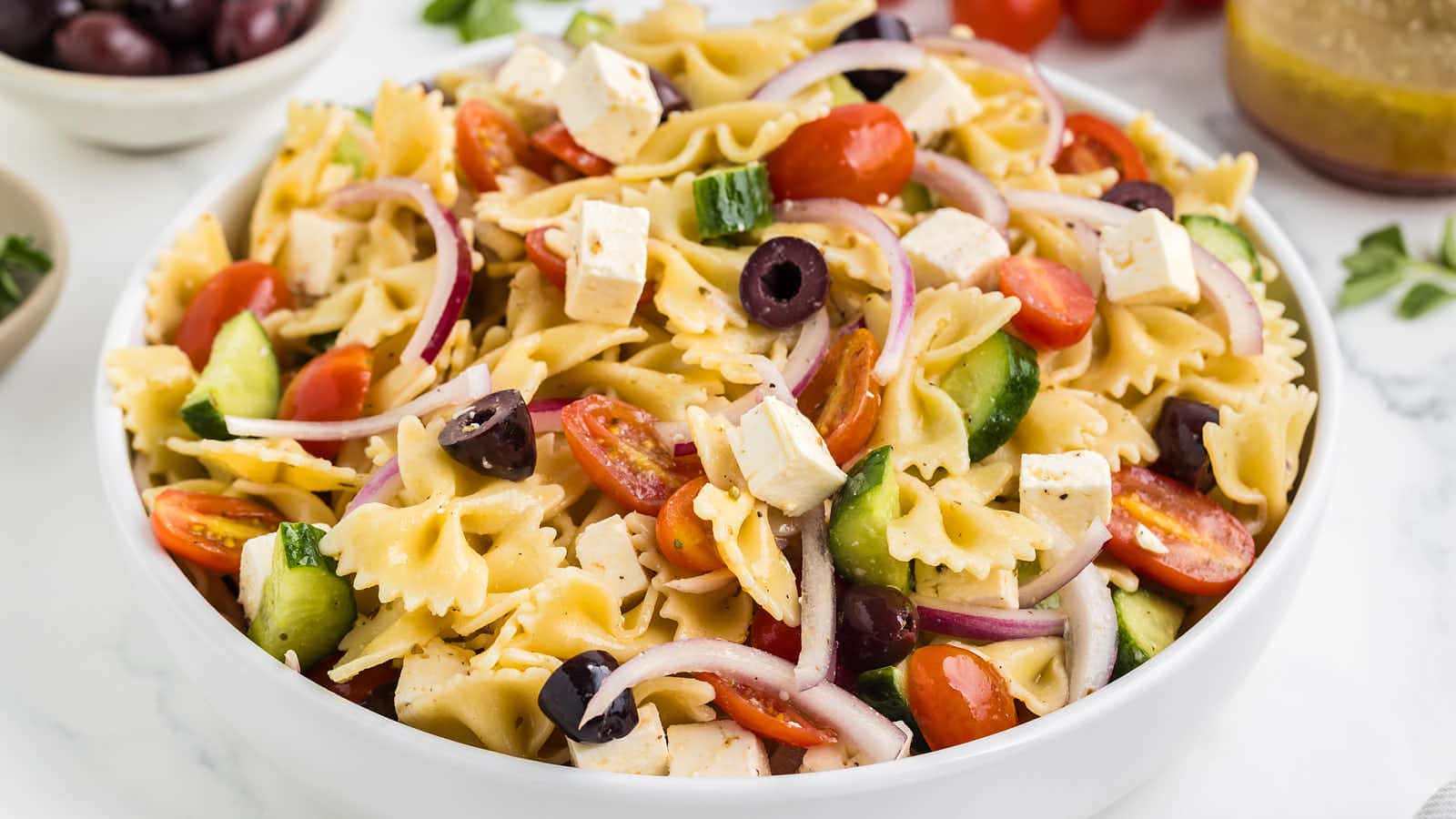 Greek Pasta Salad recipe by Cheerful Cook.