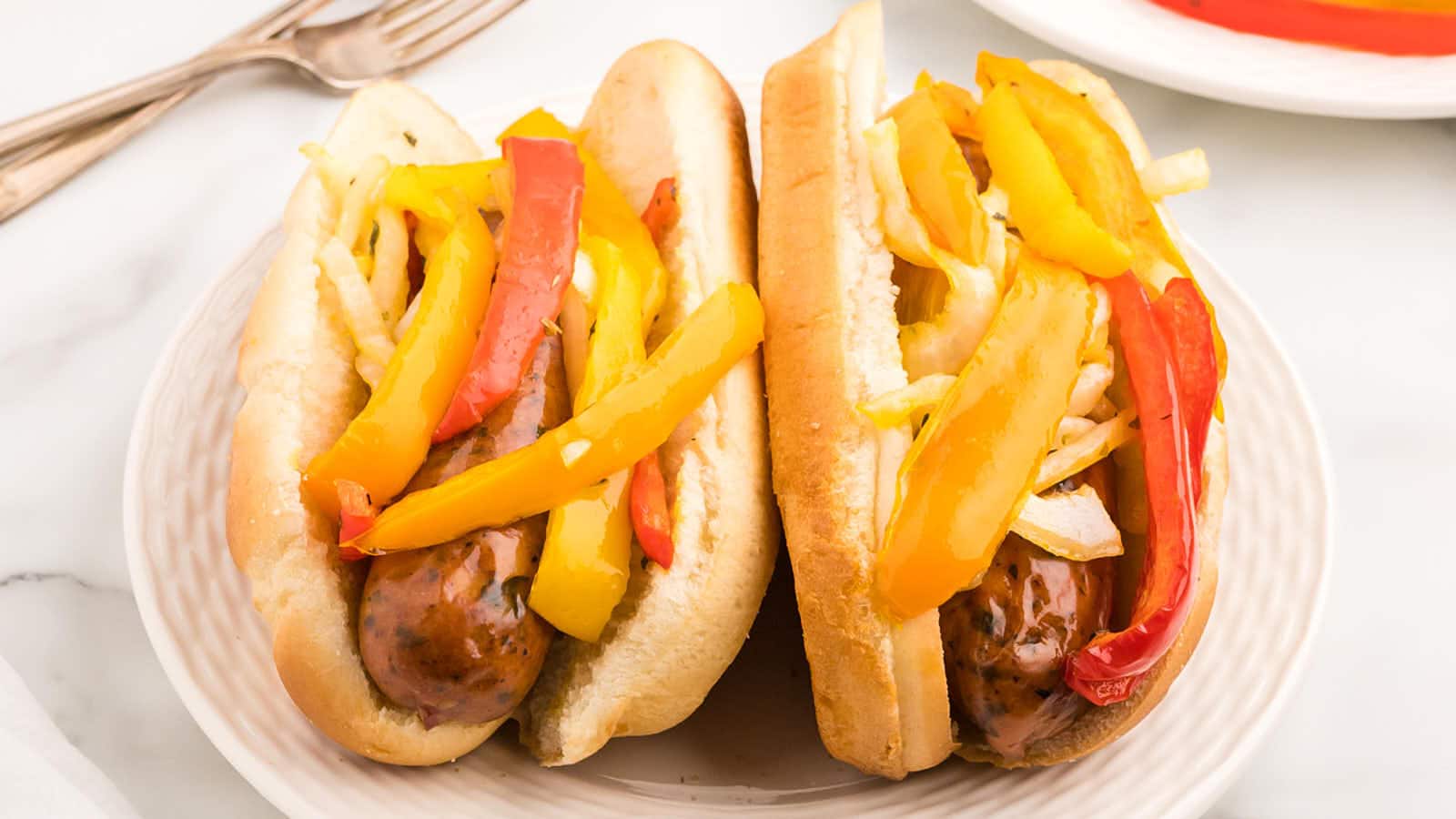Air Fryer Chicken Sausage and Peppers recipe by Cheerful Cook.