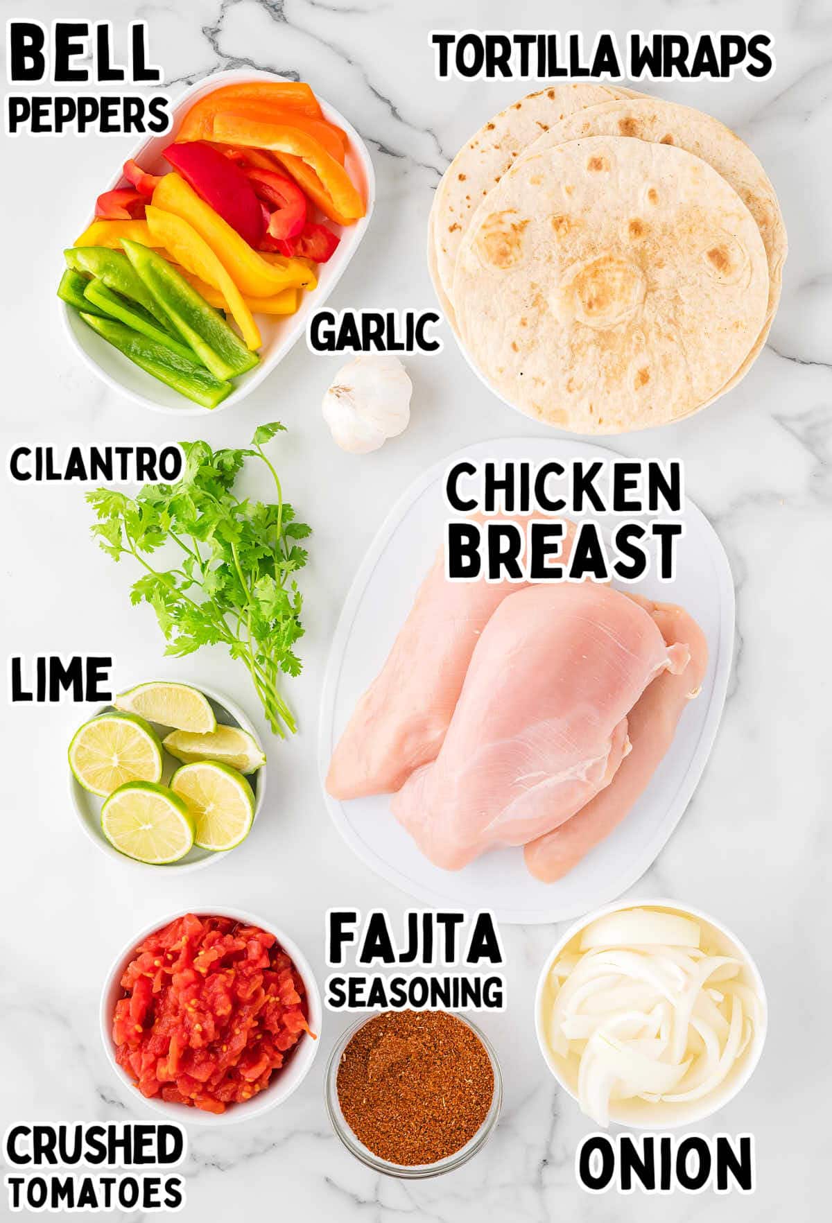 Ingredients need to make Crockpot Chicken Fajitas.