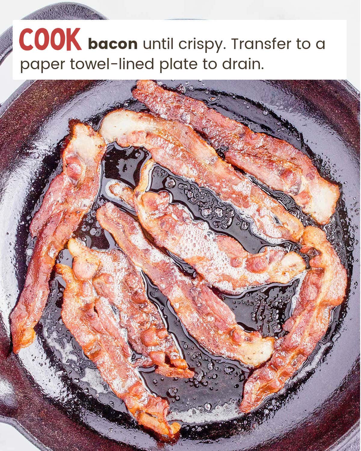 Cooking bacon in a skillet for Crockpot Crack Chicken.