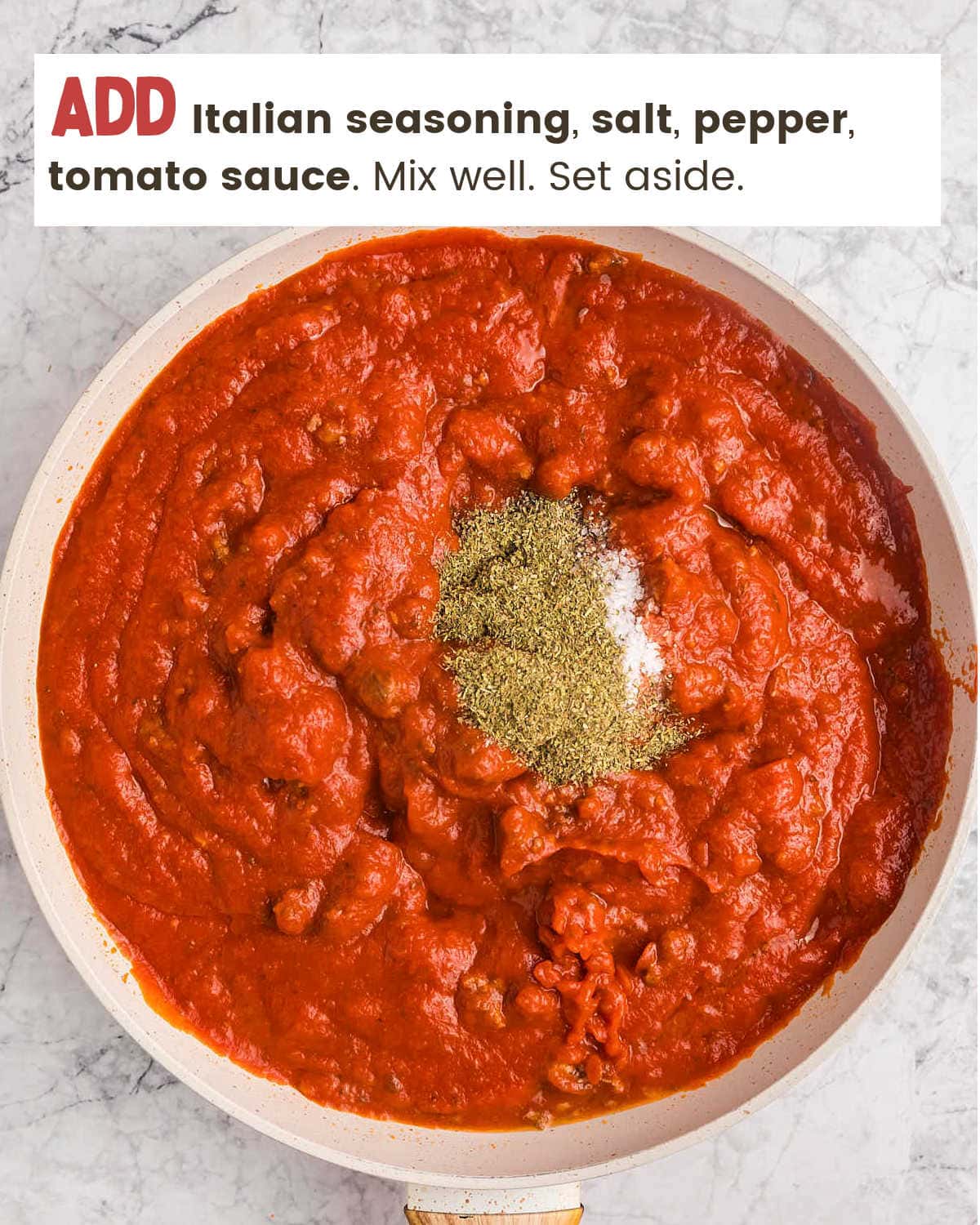 Mixing sauce for Crockpot Lasagna.