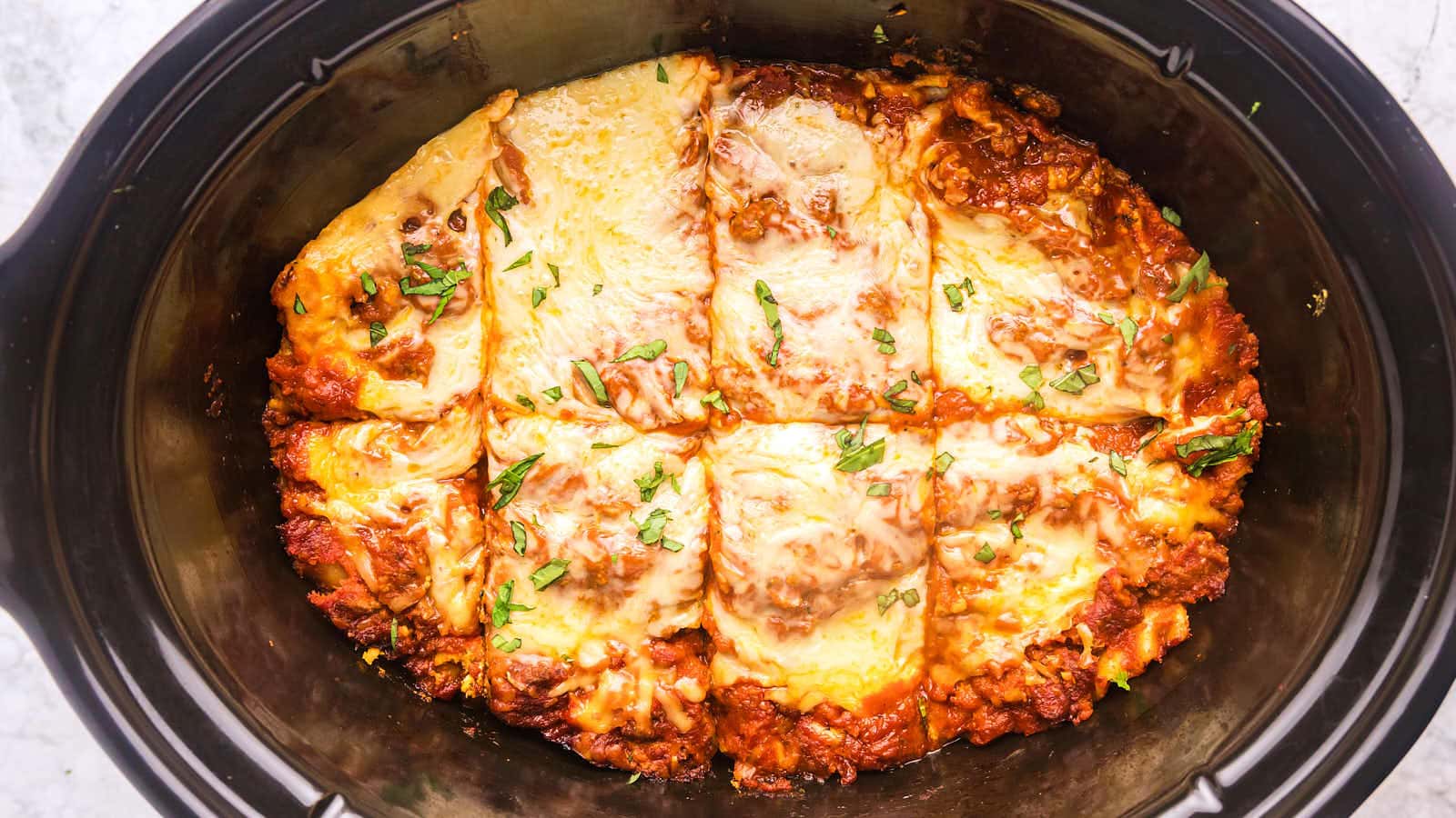 Crockpot Lasagna recipe by Cheerful Cook.