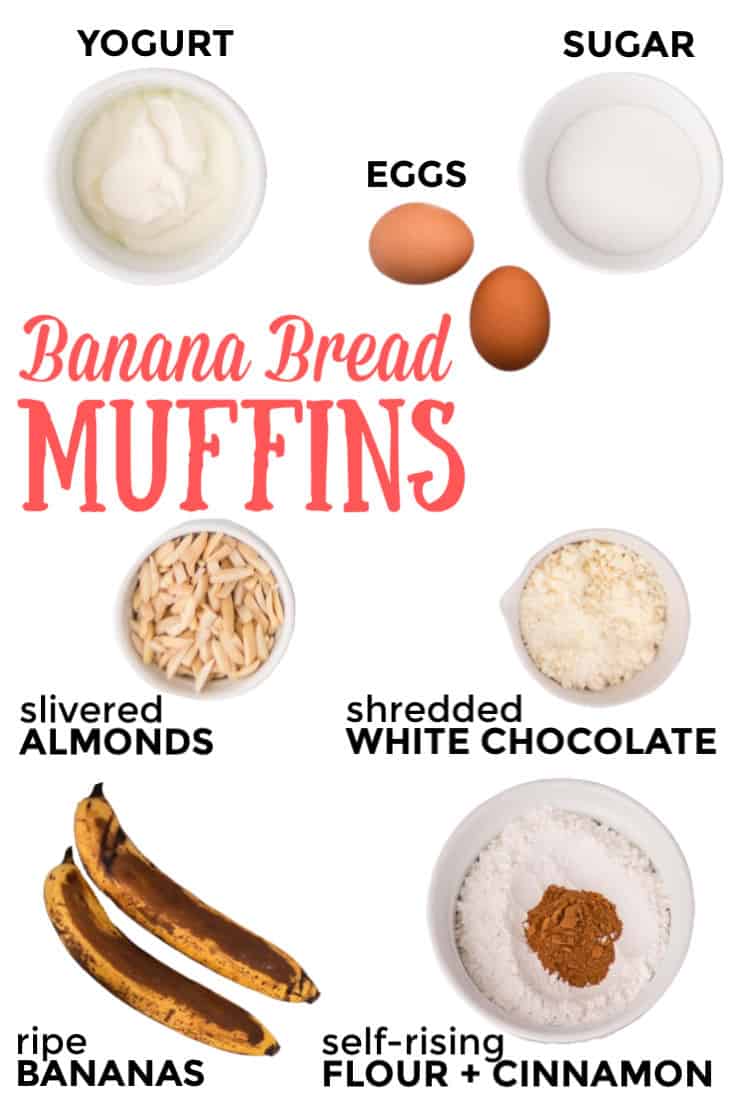 Ingredients need to make Banana Bread Muffins.