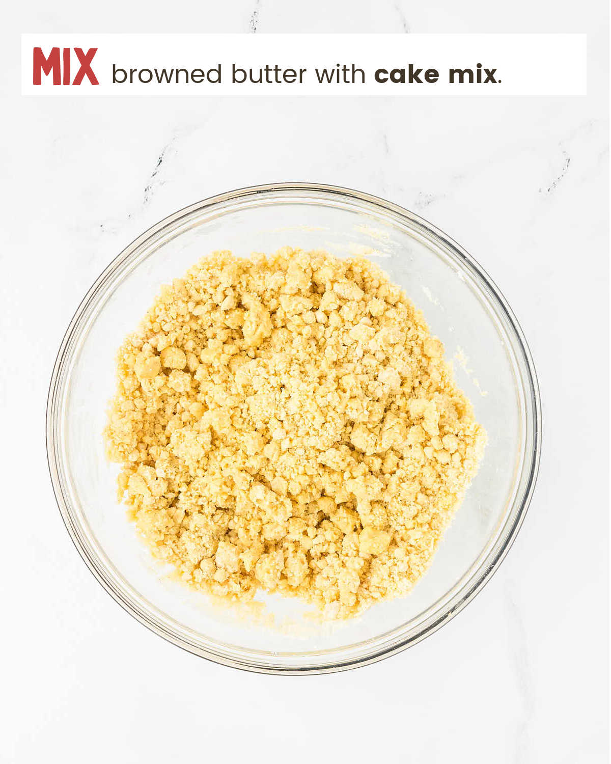 Combining cake mix with browned butter for Peach Cobbler Dump Cake.