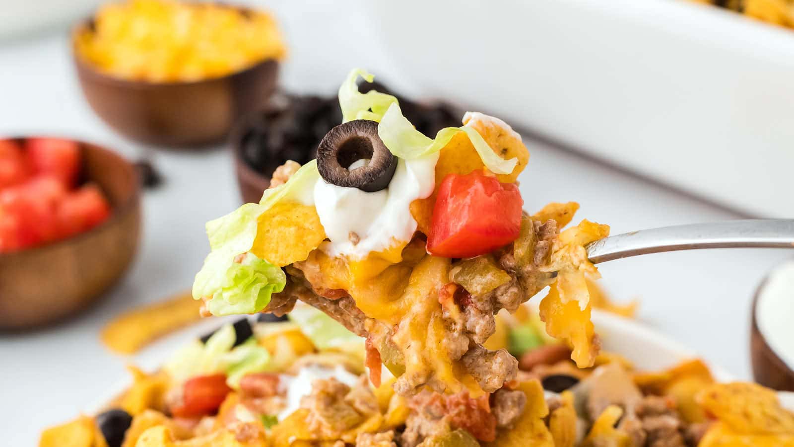 Walking Taco Casserole recipe by Cheerful Cook.