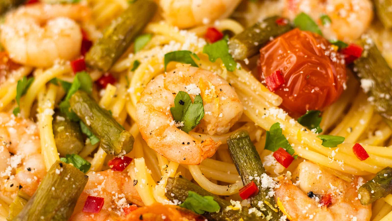 Shrimp Asparagus Pasta recipe by Cheerful Cook.