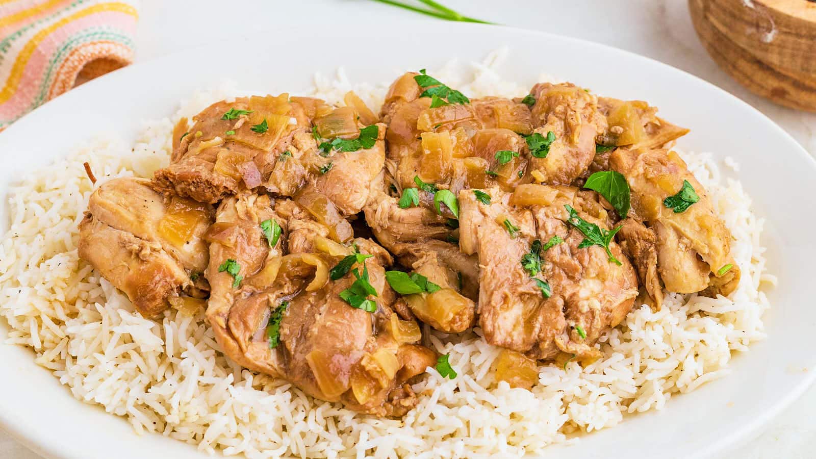 Slow Cooker Adobo Chicken recipe by Cheerful Cook.