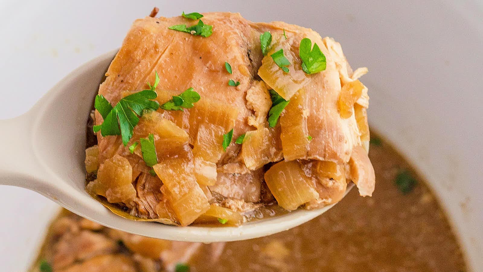 Slow Cooker Adobo Chicken recipe by Cheerful Cook.