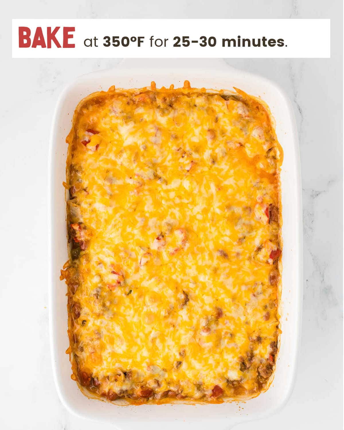 Baked Walking Taco Casserole in a casserole dish.