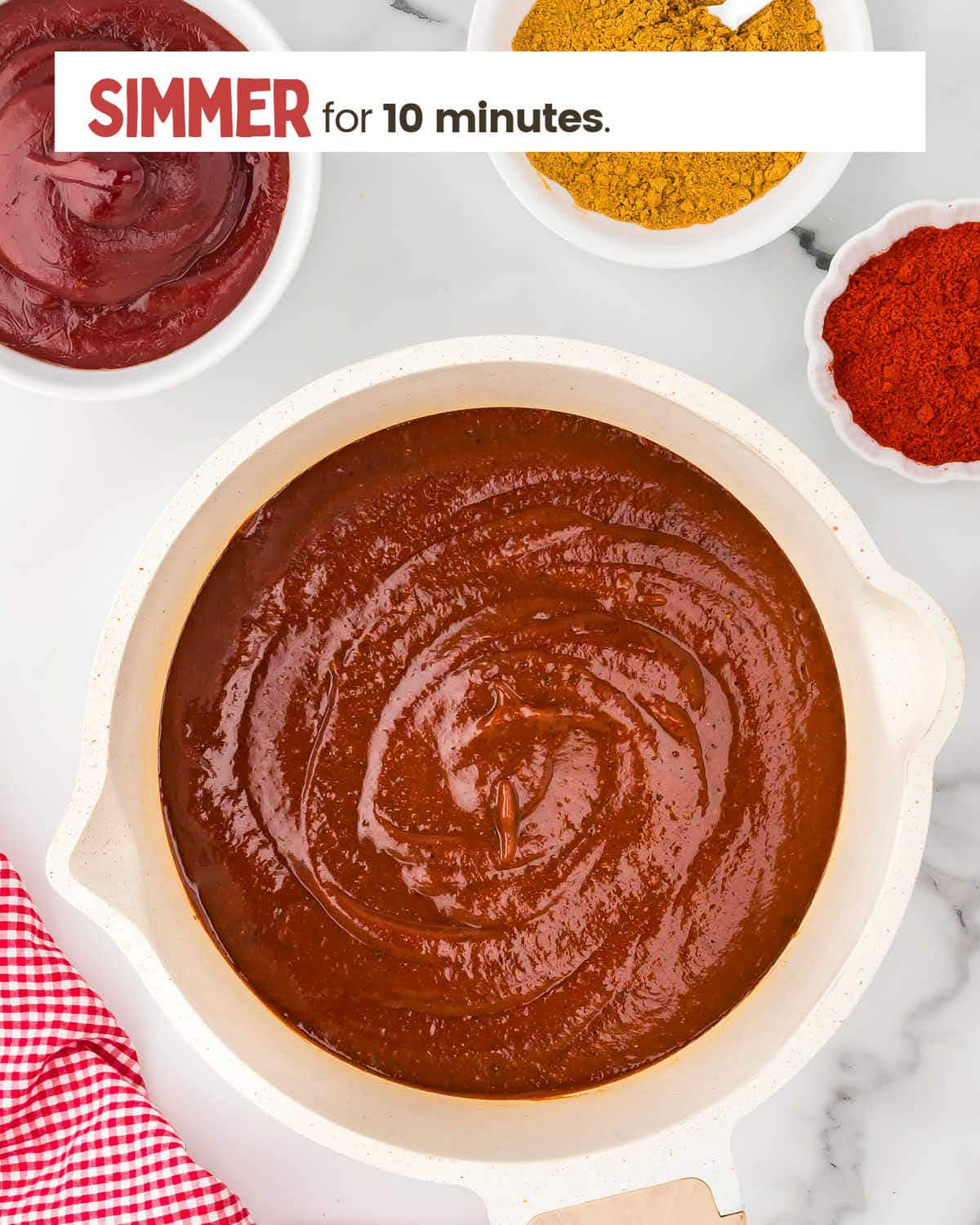 Currywurst sauce in a pan.