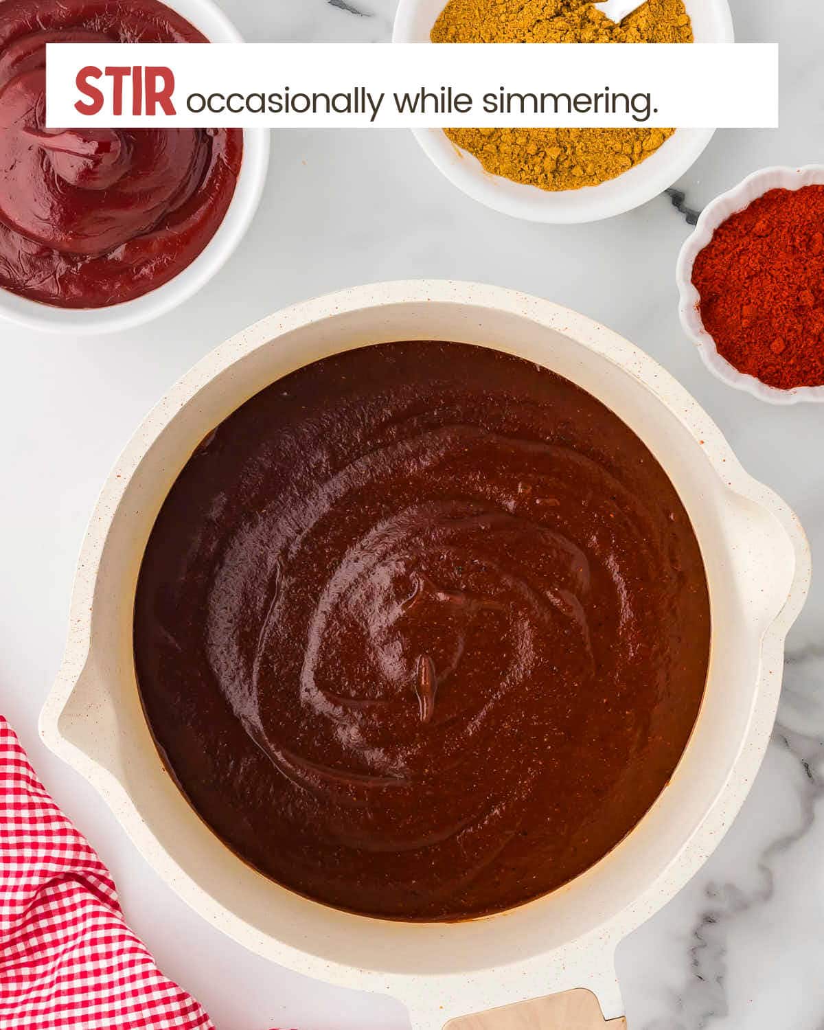 Currywurst sauce in a pan.