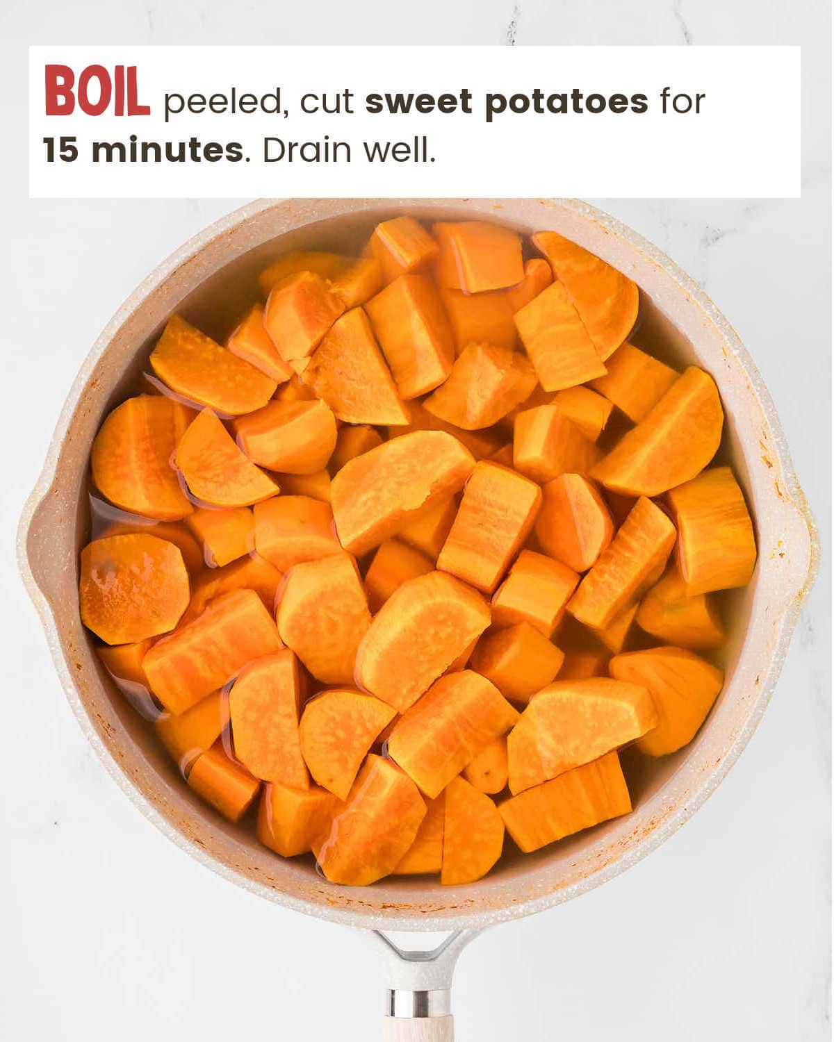 Boiled sweet potatoes for Sweet Potato Casserole.