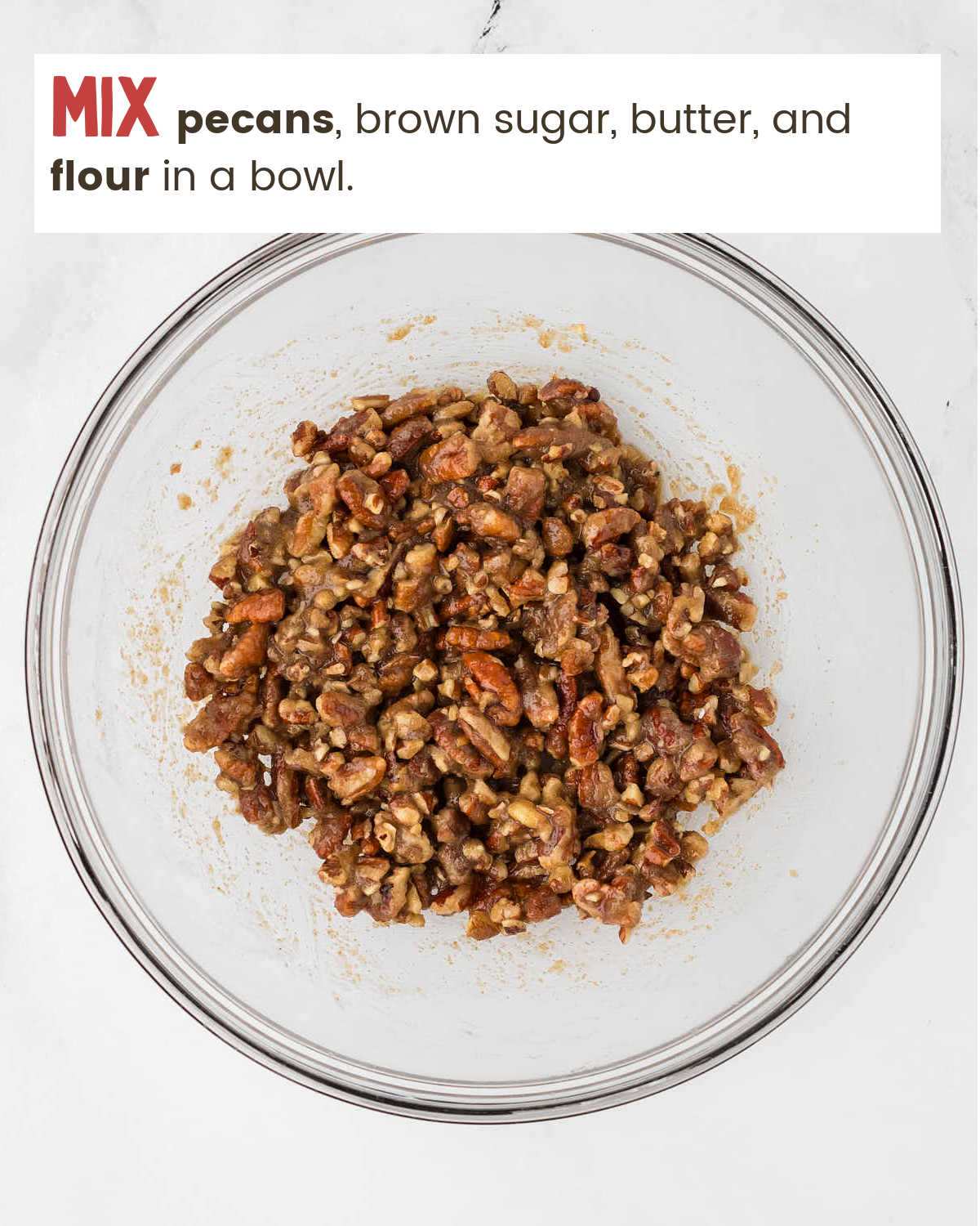 Making pecan topping for Sweet Potato Casserole.