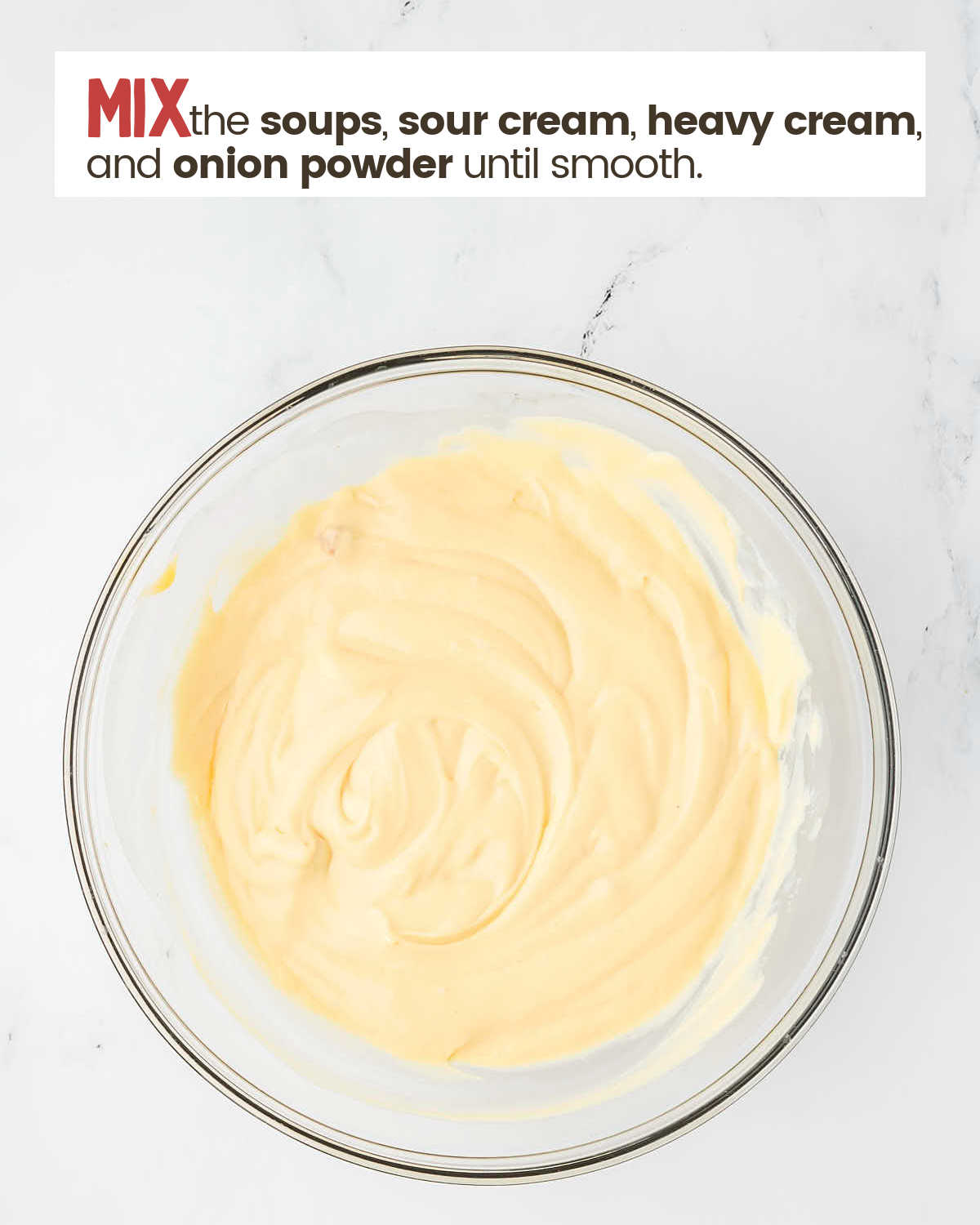Creamy ingredients in bowl.