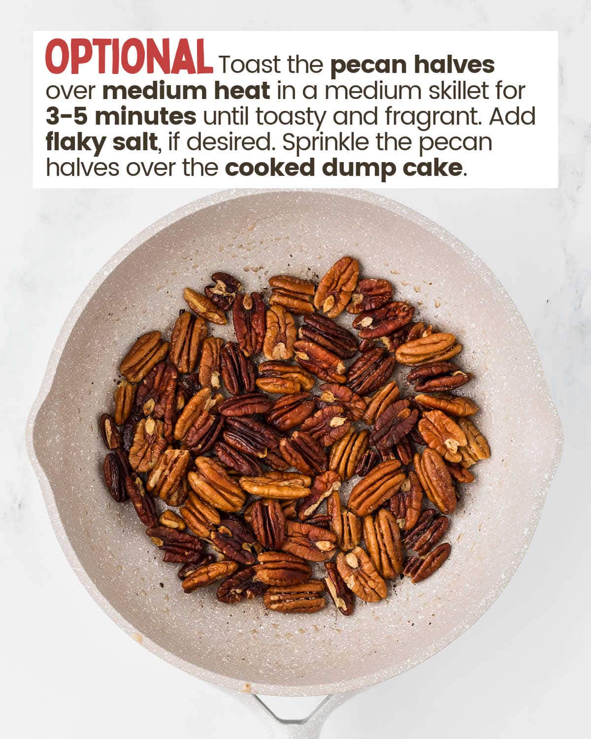 Pecan halves in a skillet.