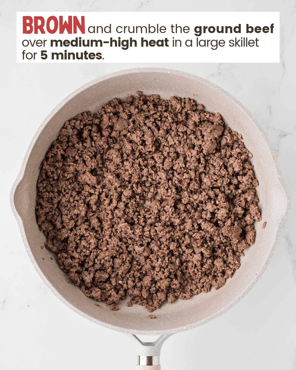 Browned beef in a large skillet. 
