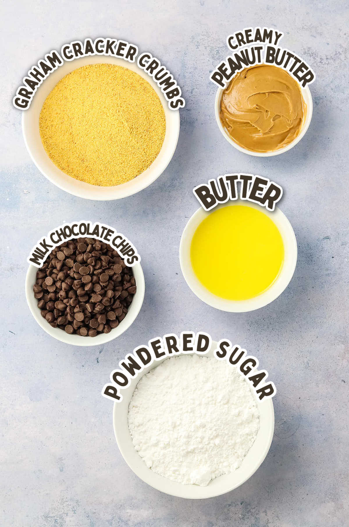 Ingredients needed to make Peanut Butter Bars.