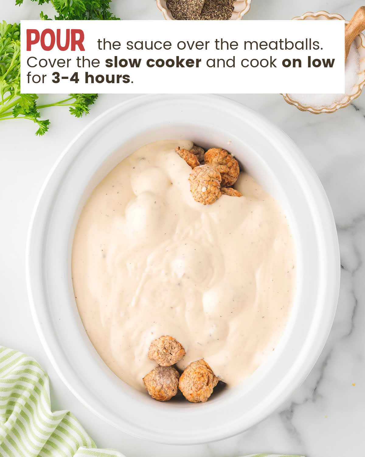 Pour sauce into the crockpot.
