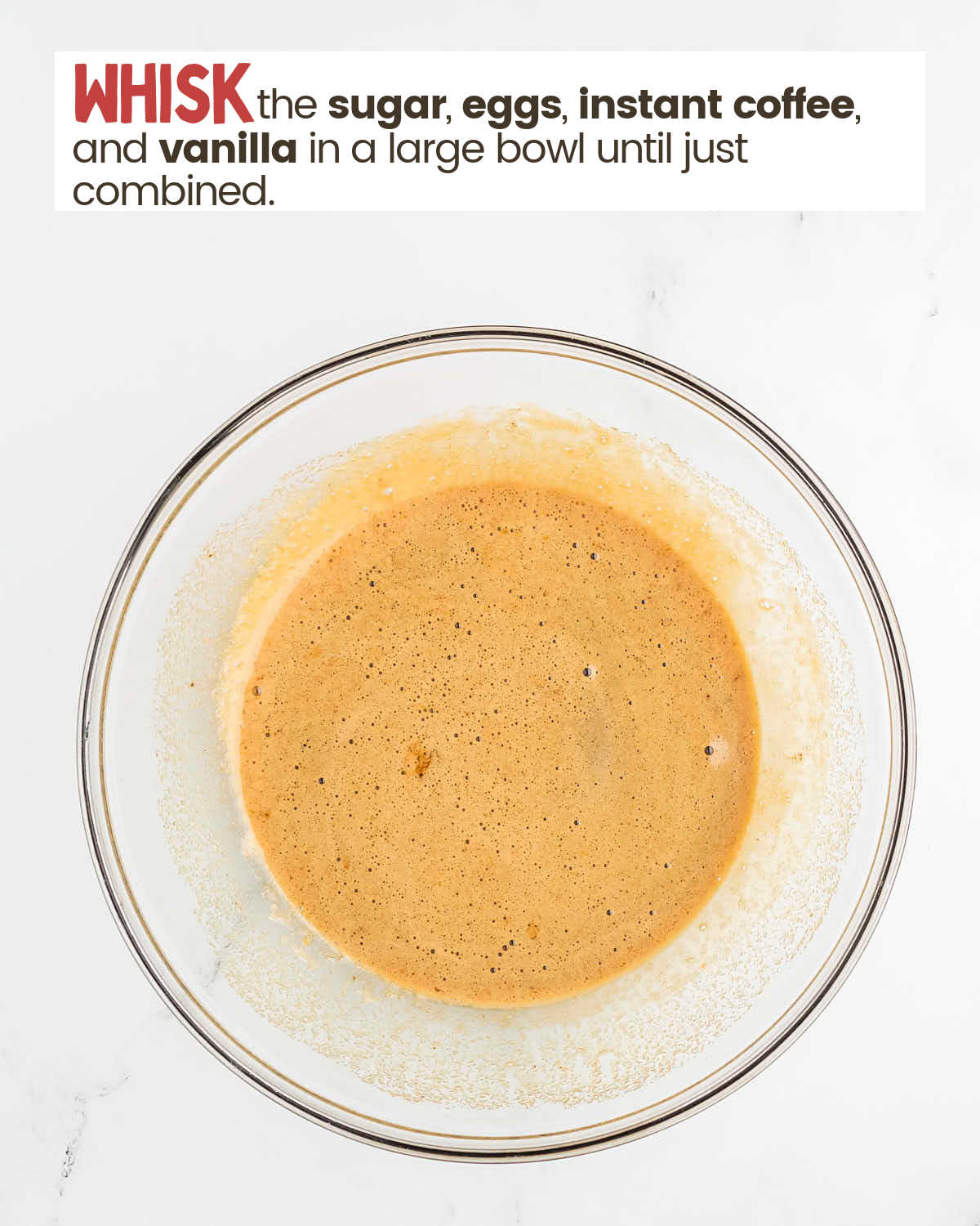 Whisked egg mixture in a large bowl.
