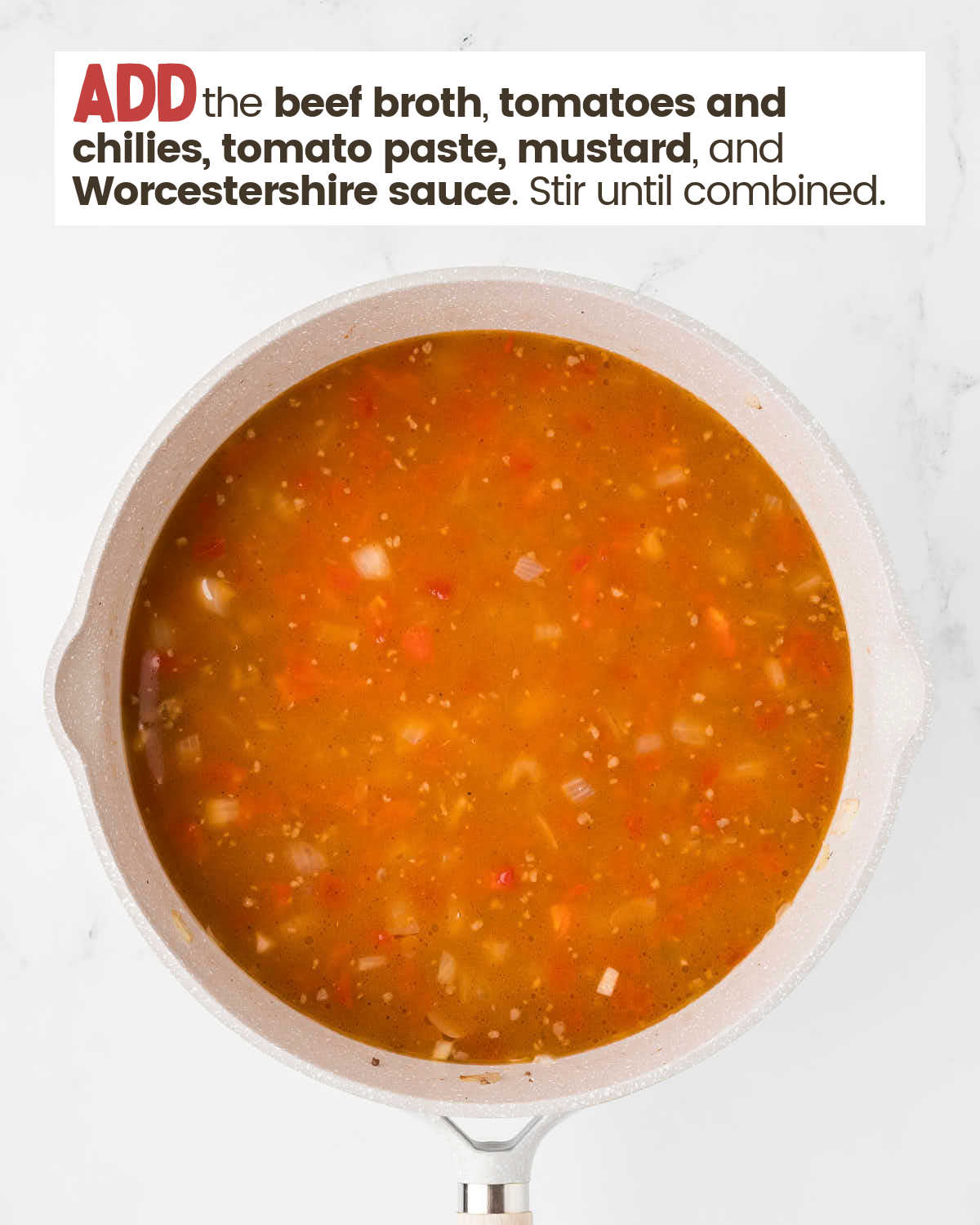 Broth mixture in a skillet.