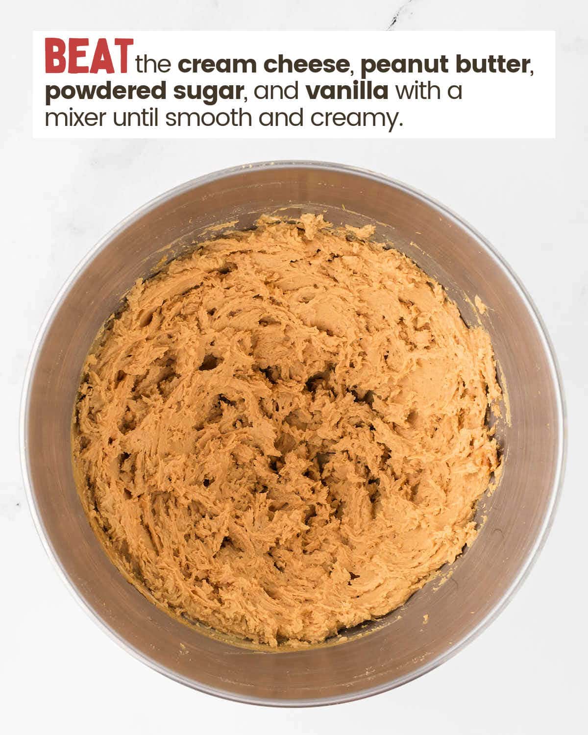 Peanut butter mixture in a bowl.