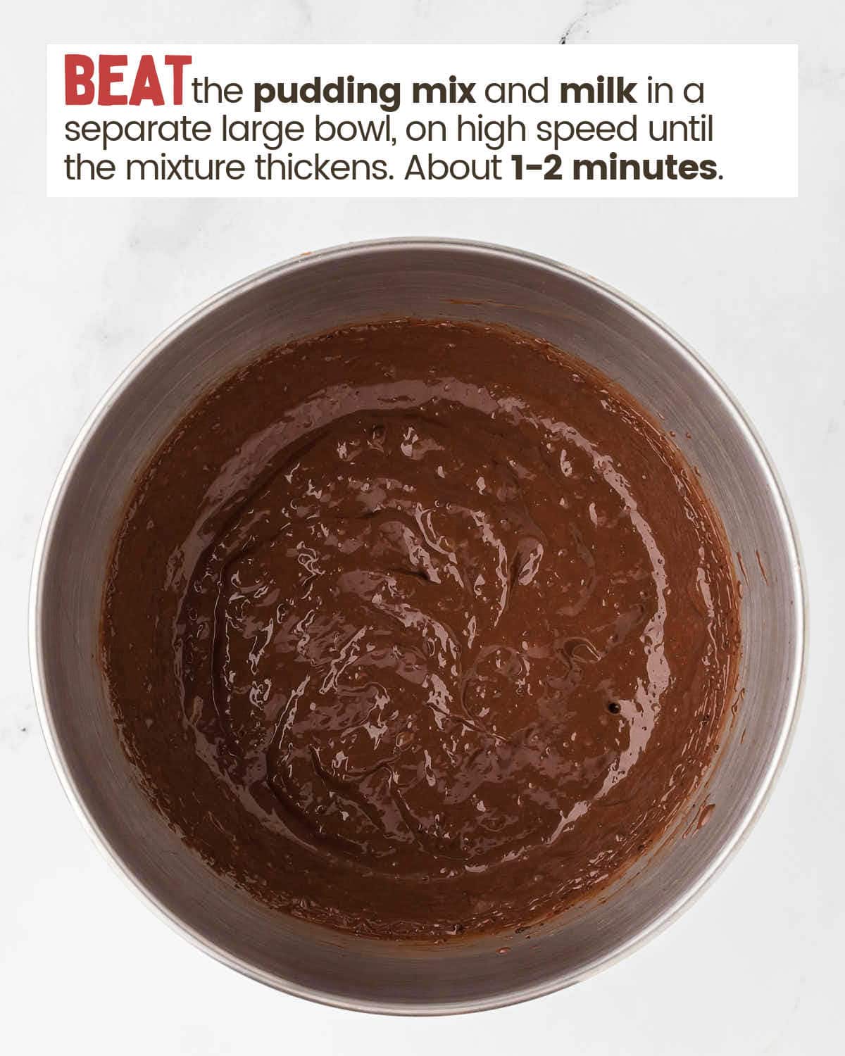 Chocolate pudding mixture in a bowl.
