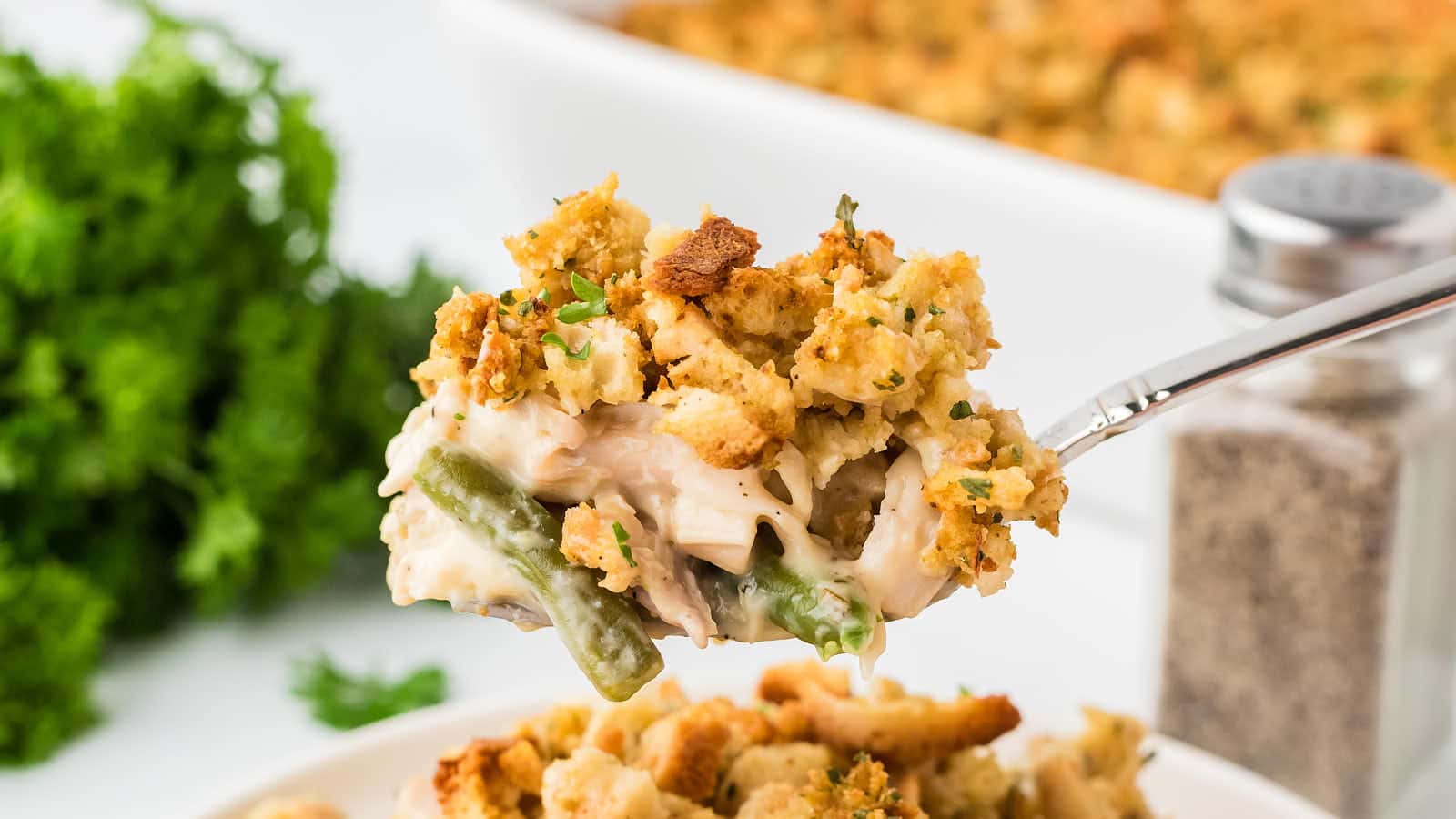 Chicken and Stuffing Casserole recipe by Cheerful Cook.