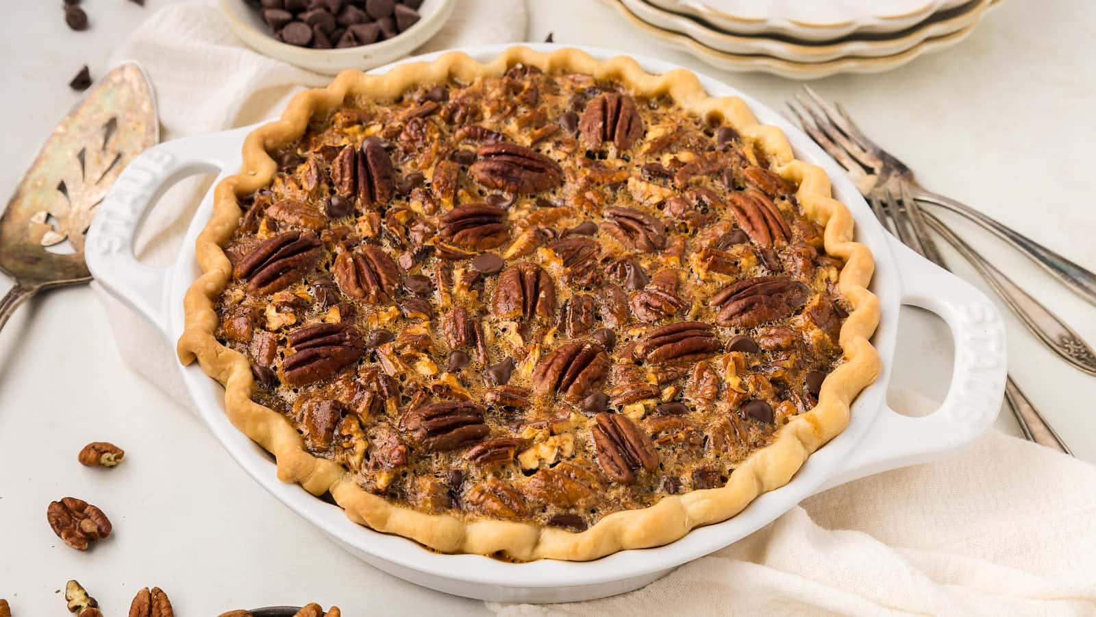 Chocolate Pecan Pie recipe by Cheerful Cook.