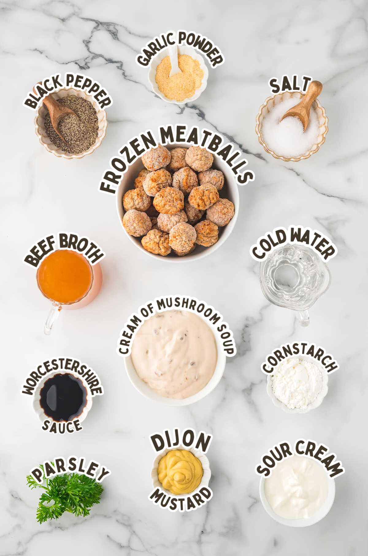 Ingredients needed to make Swedish Meatballs in the Crockpot.