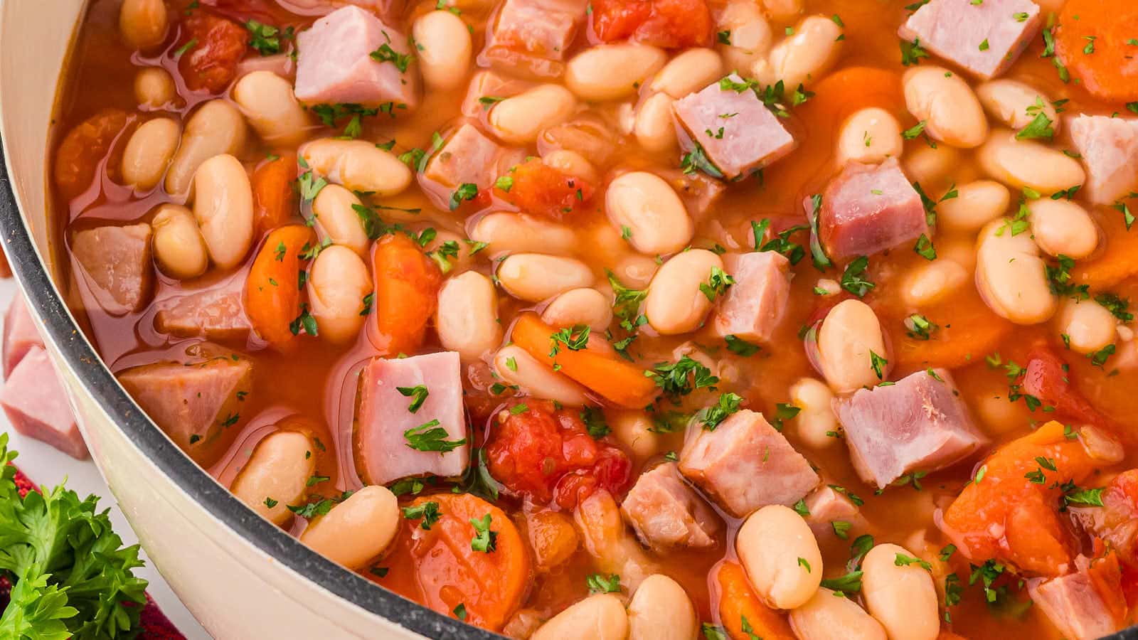 Ham and Bean Soup recipe by Cheerful Cook.