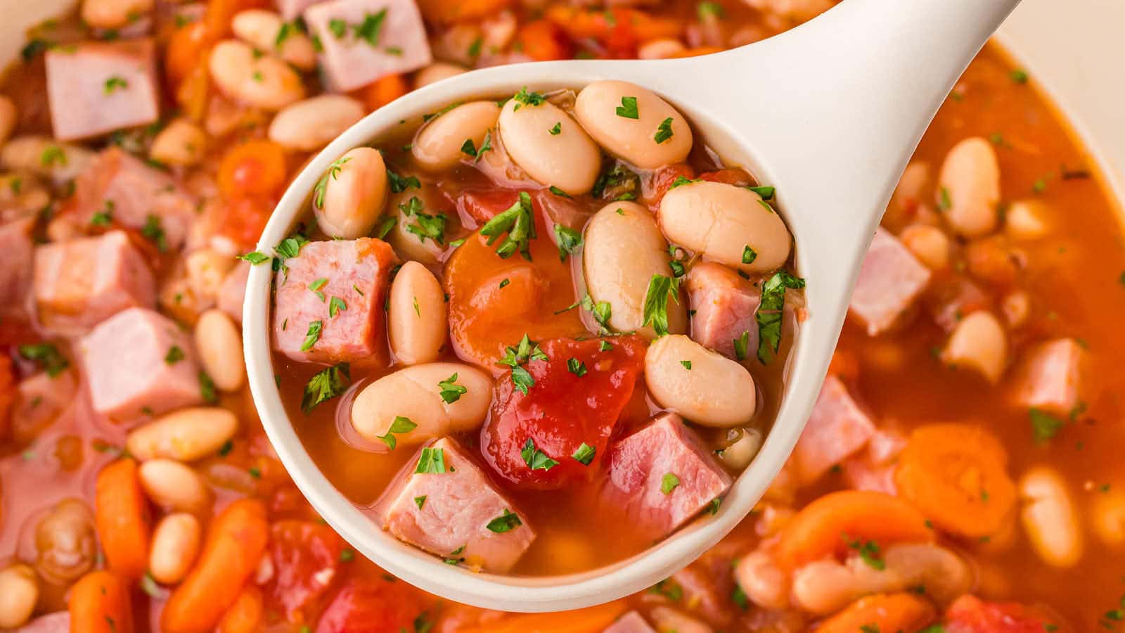 Ham and Bean Soup recipe by Cheerful Cook.