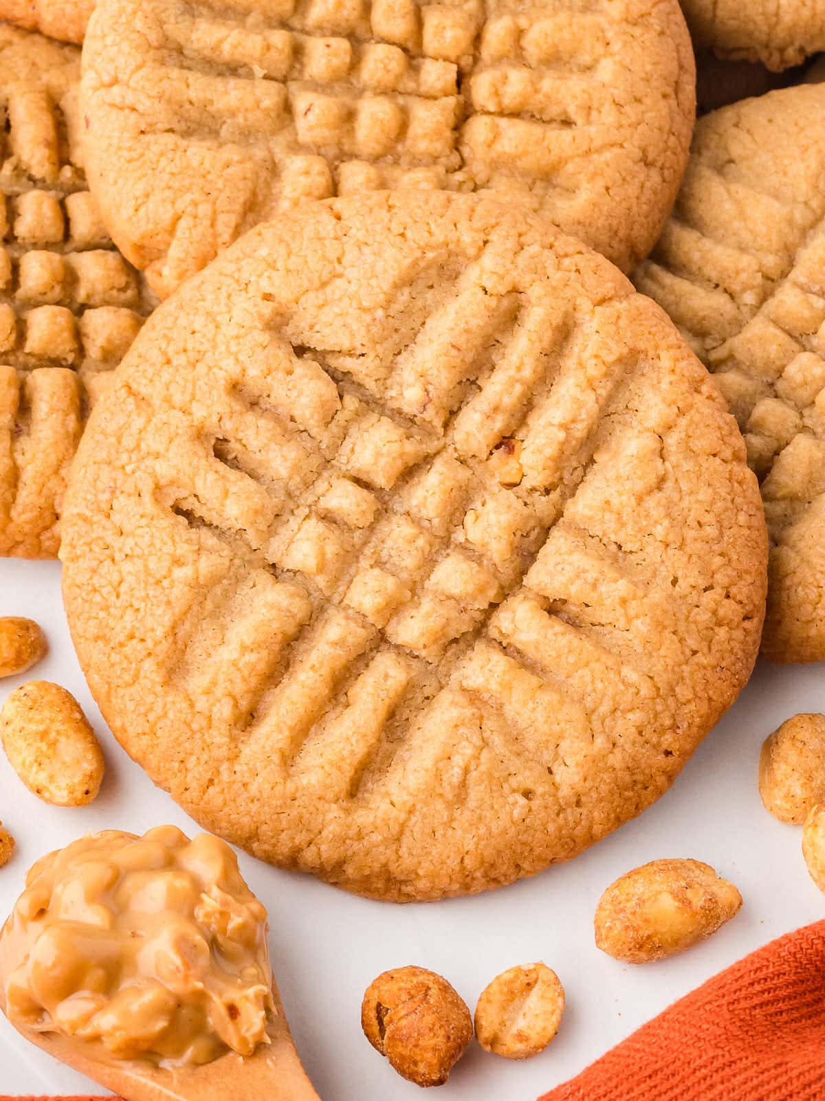 Closeup of an Old-Fashioned Peanut Butter Cookie.