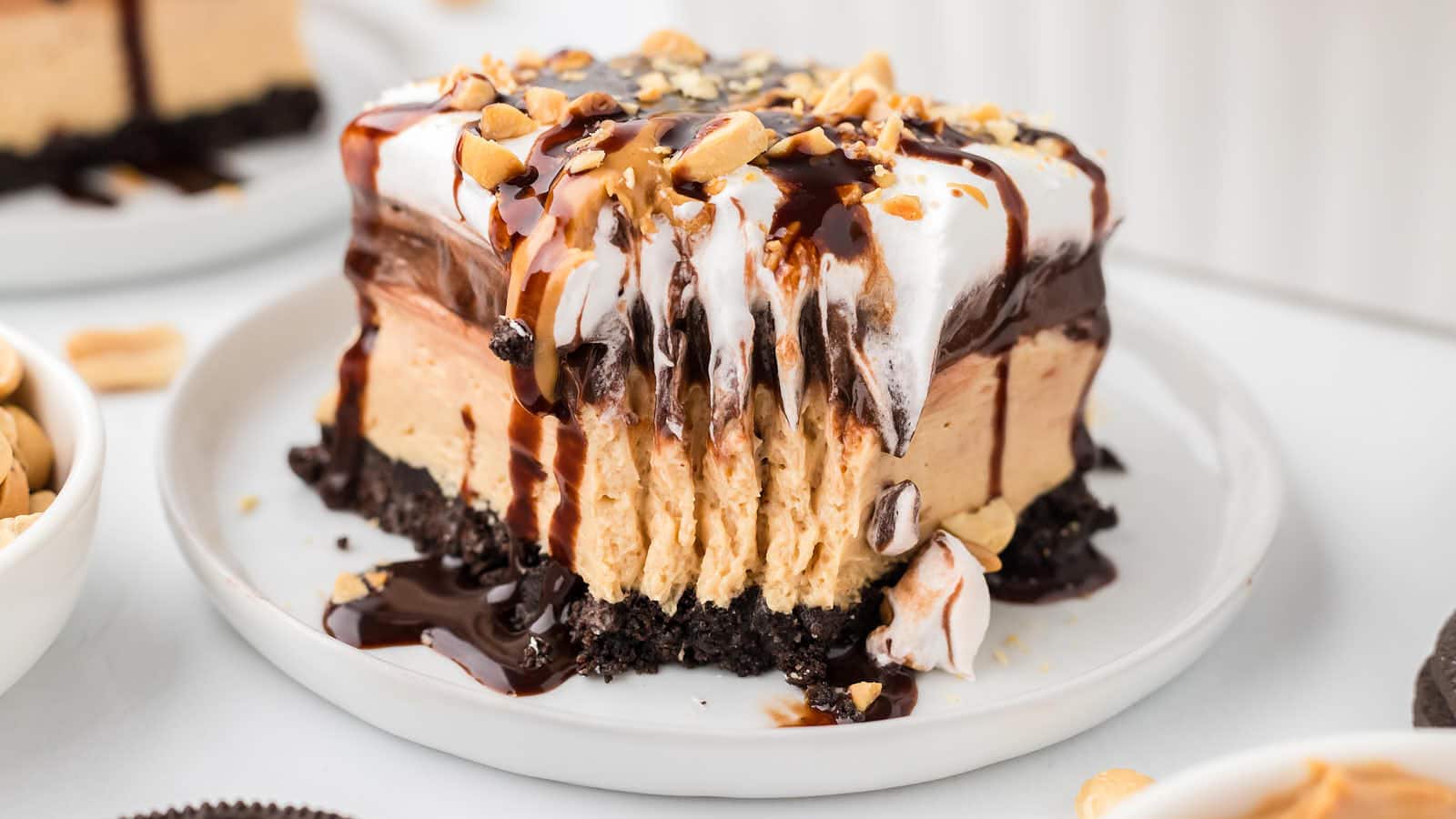 No-Bake Peanut Butter Lasagna recipe by Cheerful Cook.