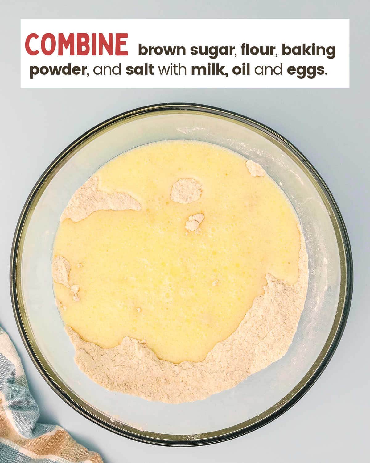 Combine wet and dry batter ingredients.