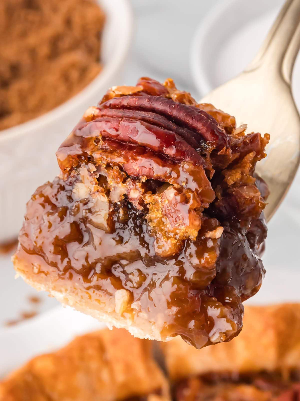 A forkful of Pecan Pie.